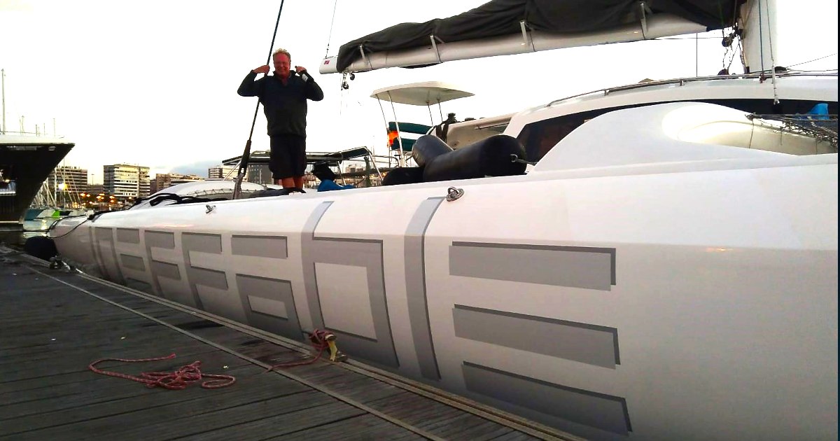 Steve Bourne and Rapido 60, Ineffable at the dock.