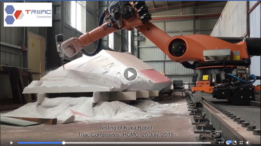 Kuka Robot mills first foam blocks