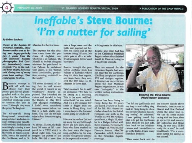Ineffable’s Steve Bourne, “I’m a nutter for sailing”, reports Daily Herald