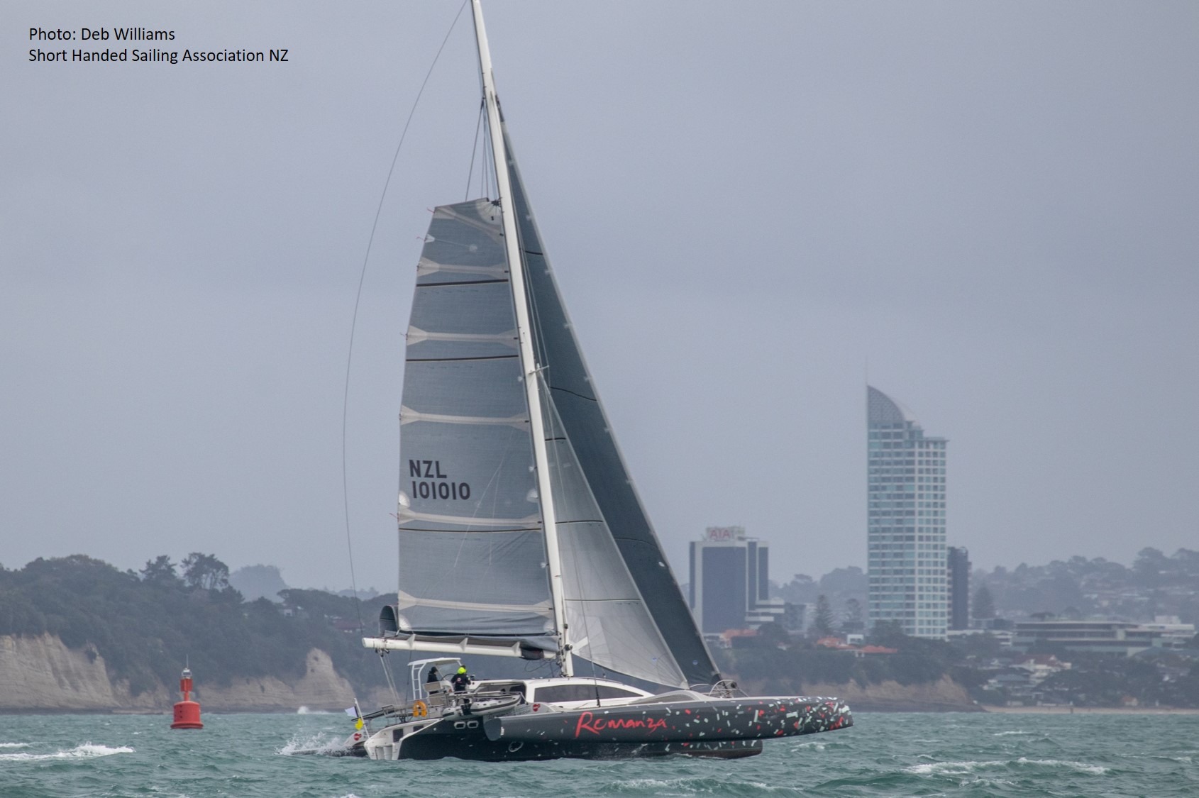 Romanza, Lewmar Triple Series, New Zealand, 1 Aug 2020. Photo by Deb Williams from the Shorthanded Sailing Association of New Zealand.