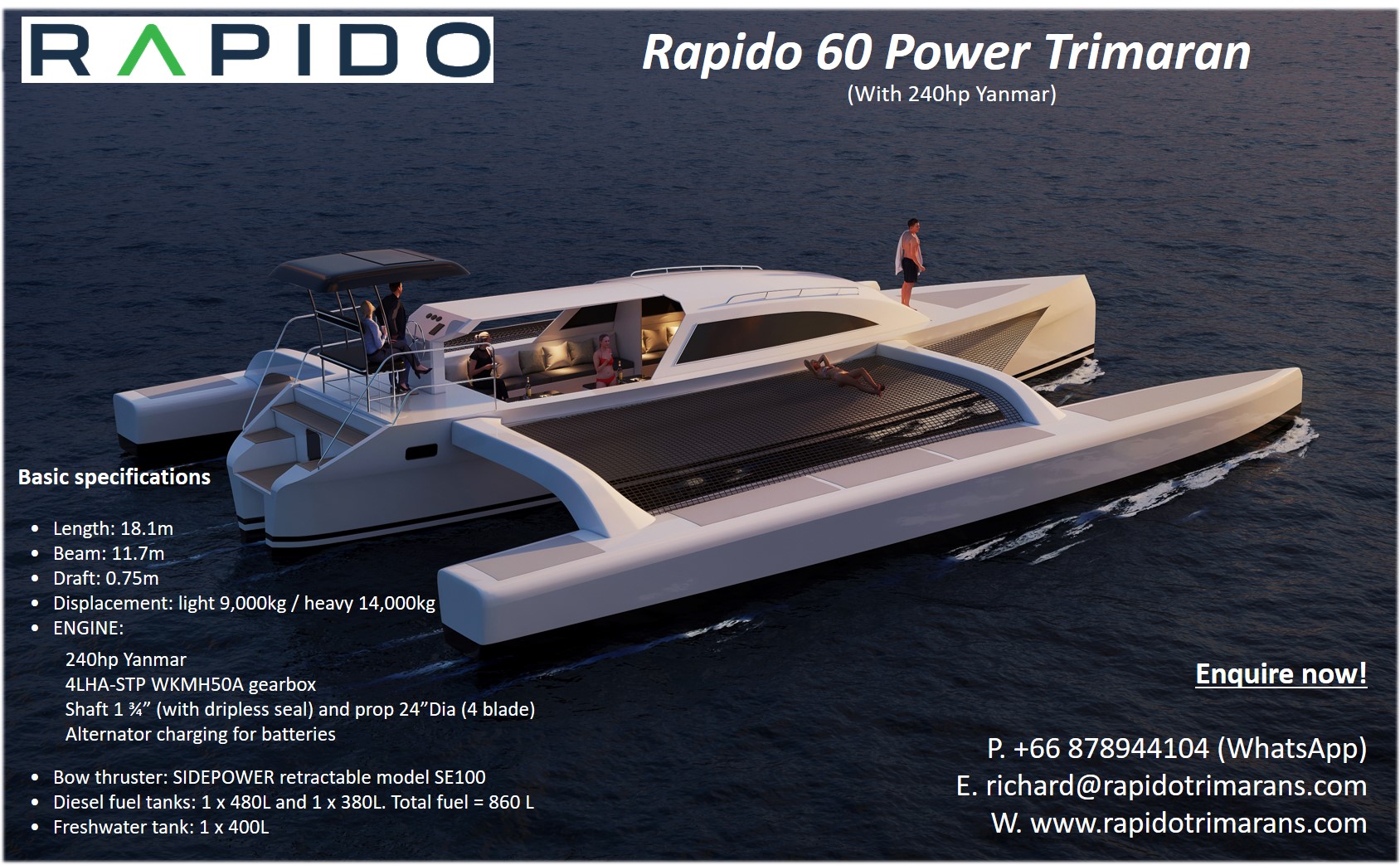 Rapido 60 Power Trimaran for sale