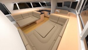Rapido 63 doubles in saloon for extra guests.