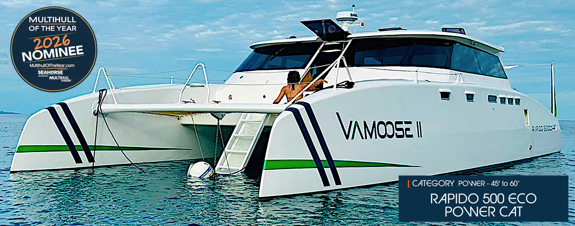 Rapido 500 ECO Power Cat has been nominated for Multihull of the Year 2026.
